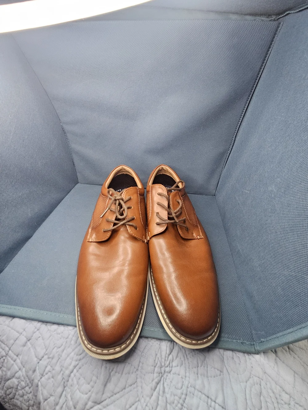 Nunn Bush Men's Tan Leather Lace-Up Dress Shoes